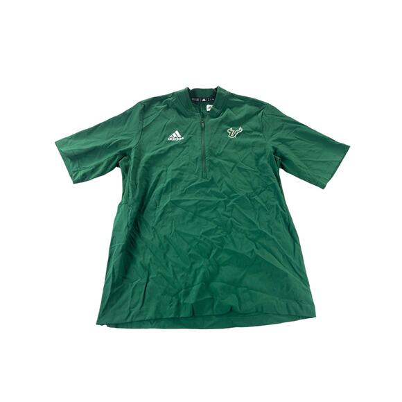 Adidas Green Athletic Short Sleeve Quarter Zip T-Shirt Men's Size Large - Picture 2 of 8